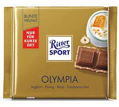 شکلات تخته ای با طعم ماست و عسل و فندق المپیا ریتر اسپرت وزن 100 گرمی ritter sport olympia